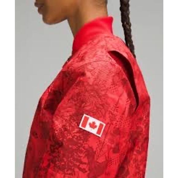 Lululemon Team Canada Women's Vented Jacquard Bomber Jacket Red Size 6 - Picture 4 of 14